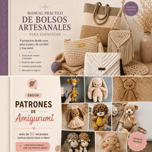 2x1 +50 Patrones de Amigurumis + 9 Proyectos Bolsos Artesanales